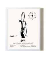 South Valley Regional Airport airport map poster in oak frame