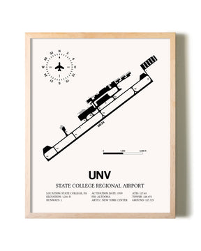 State College Regional Airport framed wall art in white frame