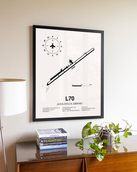 Agua Dulce Airport aviation wall décor in black wood frame
