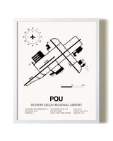 Hudson Valley Regional Airport airport map poster in oak frame