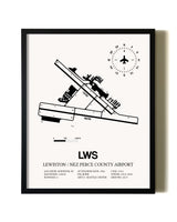 Framed Lewiston / Nez Perce County Airport wall art poster in black frame