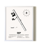 Stephenville Clark Regional Airport airport map poster in oak frame