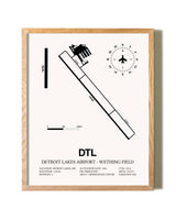 Detroit Lakes Airport-Wething Field framed print in natural wood frame