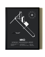 Unframed Muskogee-Davis Regional Airport map print poster