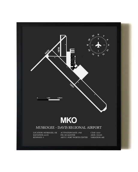 Unframed Muskogee-Davis Regional Airport map print poster
