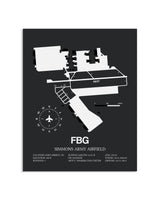 Gray Framed Simmons Army Airfield layout wall art poster