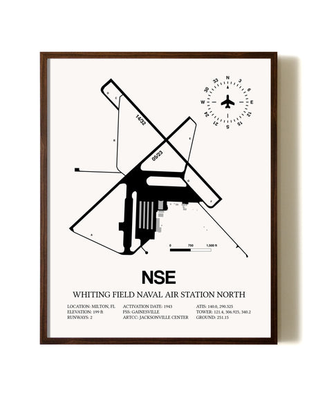Whiting Field Naval Air Station North aviation print in walnut frame