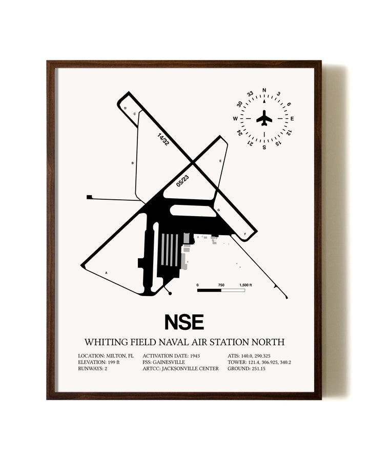 Whiting Field Naval Air Station North aviation print in walnut frame