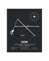 Gray Framed Wokal Field / Glasgow-Valley County Airport layout wall art poster