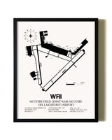 Framed McGuire Field (Joint Base McGuire Dix Lakehurst) Airport wall art poster in black frame