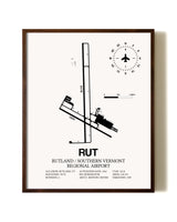 Rutland / Southern Vermont Regional Airport aviation print in walnut frame
