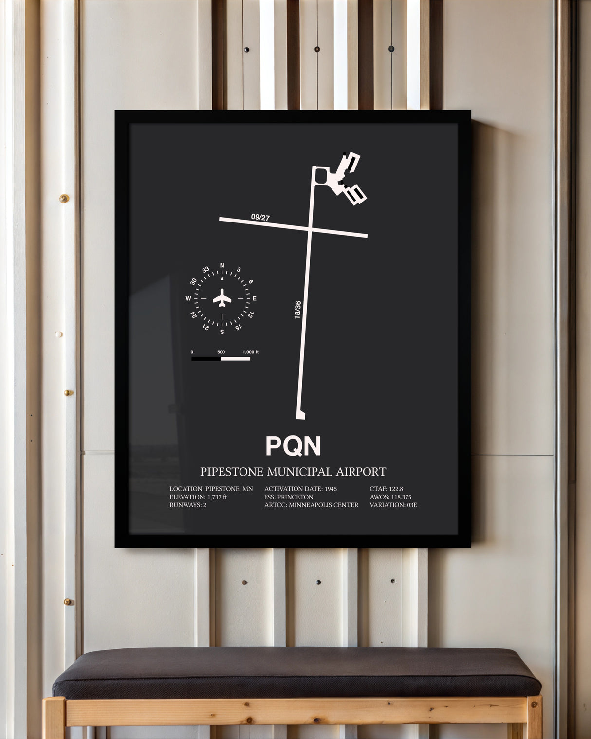 Frame color options for Pipestone Municipal Airport Wall Art