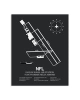 Gray Framed Fallon Naval Air Station (Van Voorhis Field) Airport layout wall art poster