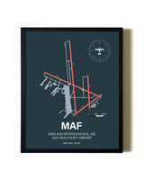 Slate Framed Midland International Air and Space Port Airport wall art poster in black frame