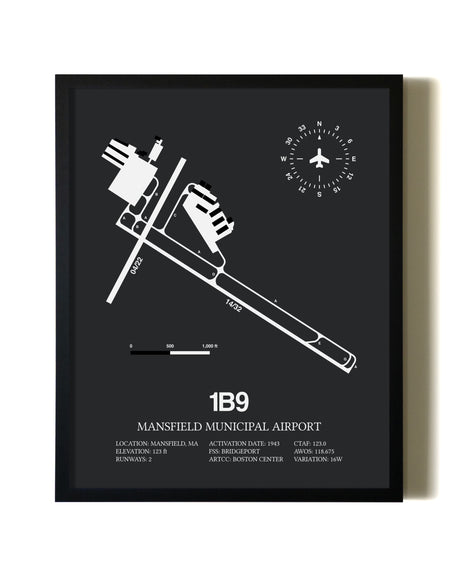 Unframed Mansfield Municipal Airport map print poster