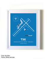 Texarkana Regional Airport - Webb Field framed wall art in white frame with mat