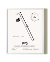 Washington Regional Airport airport map poster in oak frame