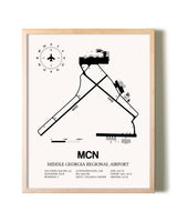 Middle Georgia Regional Airport framed wall art in white frame
