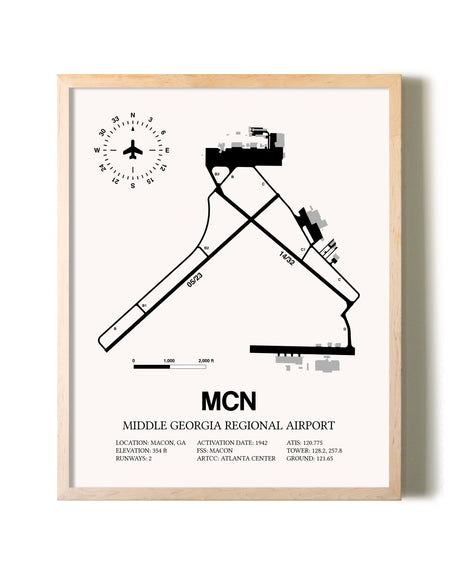 Middle Georgia Regional Airport framed wall art in white frame