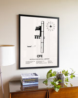 Buffalo Municipal Airport aviation wall décor in black wood frame