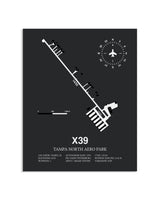 Gray Framed Tampa North Aero Park layout wall art poster