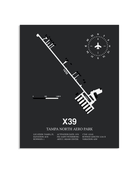 Gray Framed Tampa North Aero Park layout wall art poster