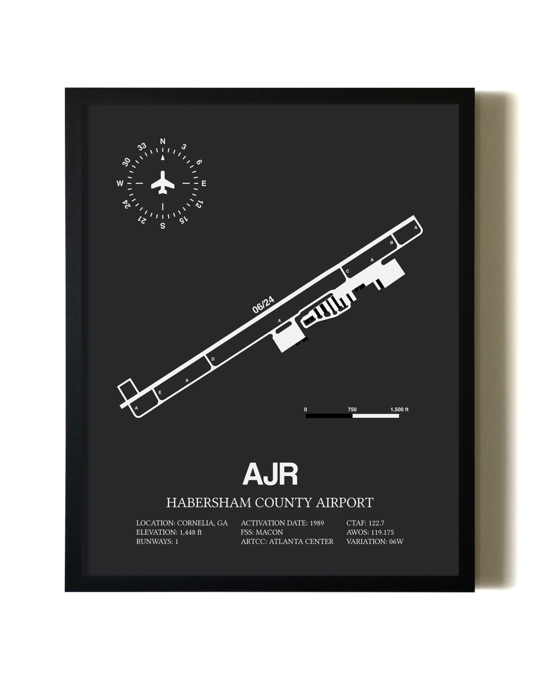 Unframed Habersham County Airport map print poster