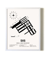 Shell Army Heliport airport map poster in oak frame
