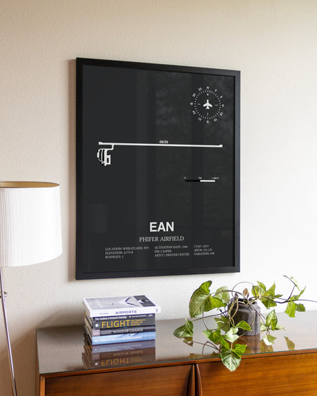 Gray Framed Phifer Airfield wall art poster in black frame