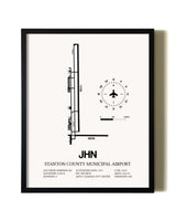 Framed Stanton County Municipal Airport wall art poster in black frame