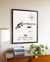 Hilo International Airport aviation wall décor in black wood frame