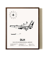 Duluth International Airport aviation print in walnut frame