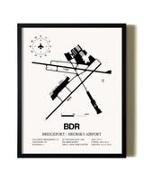 Framed Bridgeport / Sikorsky Airport wall art poster in black frame