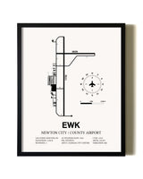 Framed Newton City / County Airport wall art poster in black frame