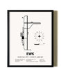 Framed Newton City / County Airport wall art poster in black frame