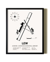 Framed Auburn / Lewiston Municipal Airport wall art poster in black frame