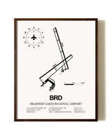 Brainerd Lakes Regional Airport aviation print in walnut frame