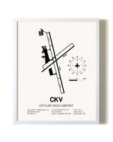 Outlaw Field Airport airport map poster in oak frame