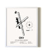 Outlaw Field Airport airport map poster in oak frame