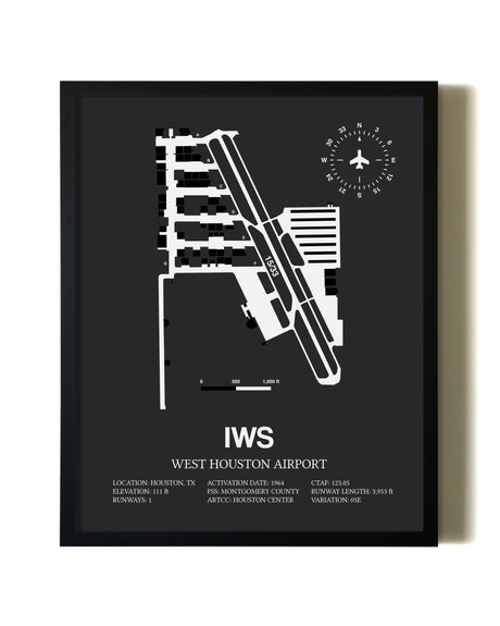Unframed West Houston Airport map print poster