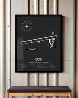 Framed Detailed Airport Map of Lake in the Hills Airport (3CK) in Gray with a Black Frame