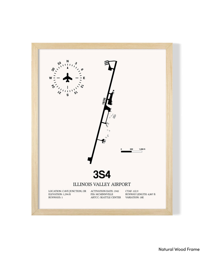 Detailed Airport Map of Illinois Valley Airport (3S4) in White with a Natural Frame