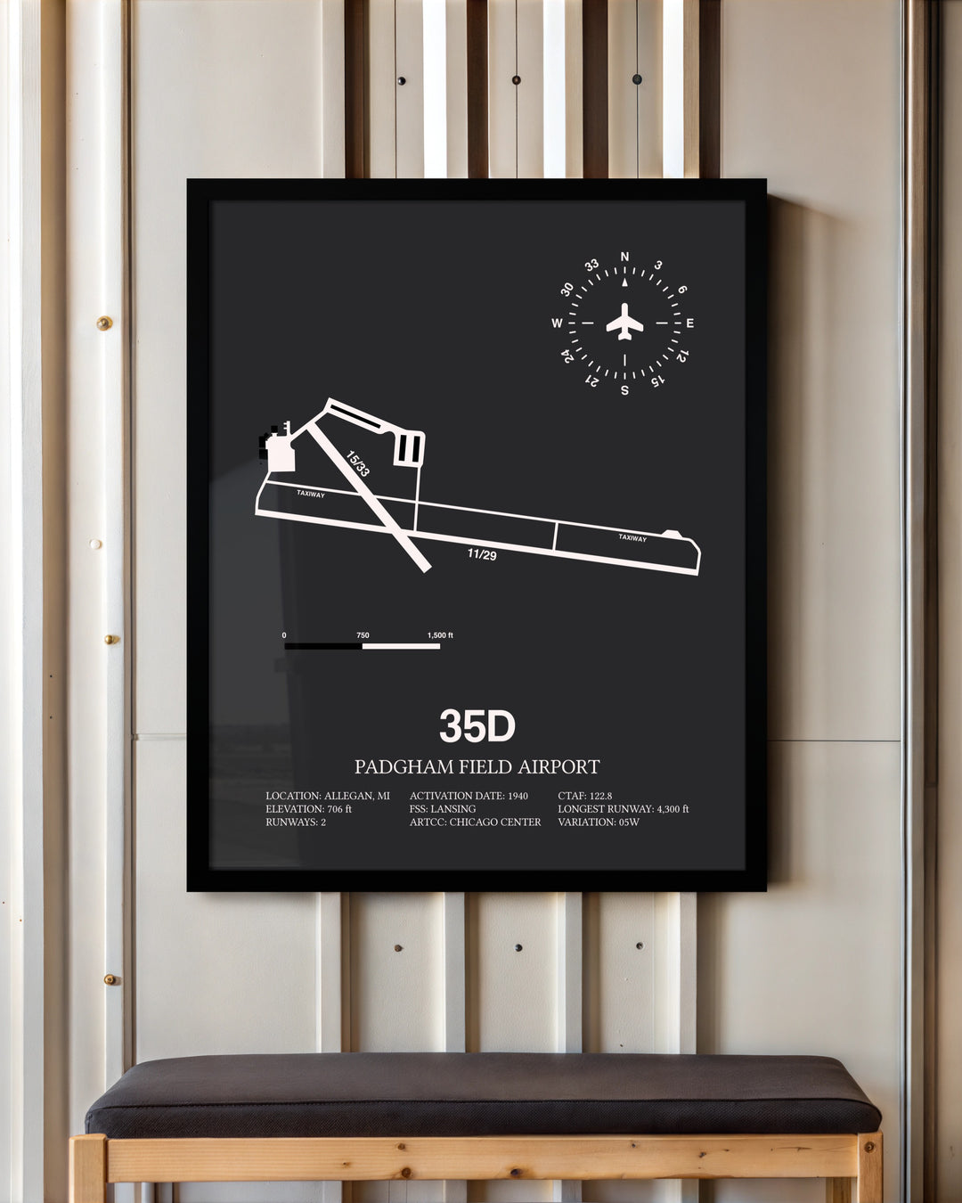 Frame color options for Padgham Field Airport Wall Art