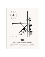 Gray Space Coast Regional Airport framed poster displayed in an airplane hangar