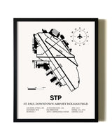 Framed St. Paul Downtown Airport Holman Field wall art poster in black frame
