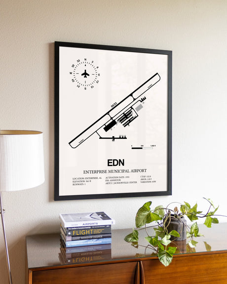 Enterprise Municipal Airport aviation wall décor in black wood frame