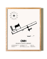 Orange County Airport framed print in natural wood frame