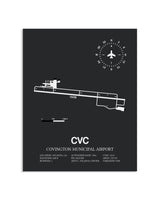 Gray Framed Covington Municipal Airport layout wall art poster