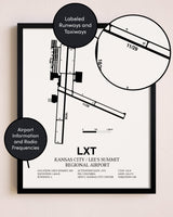 Framed Kansas City / Lee's Summit Regional Airport layout wall art poster