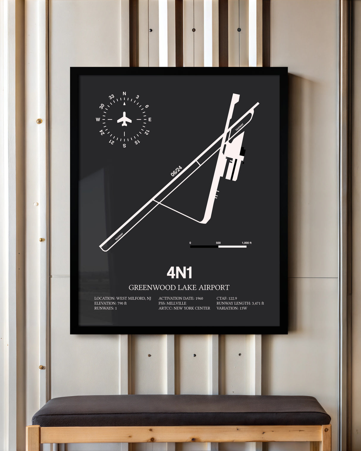 Frame color options for Greenwood Lake Airport Wall Art